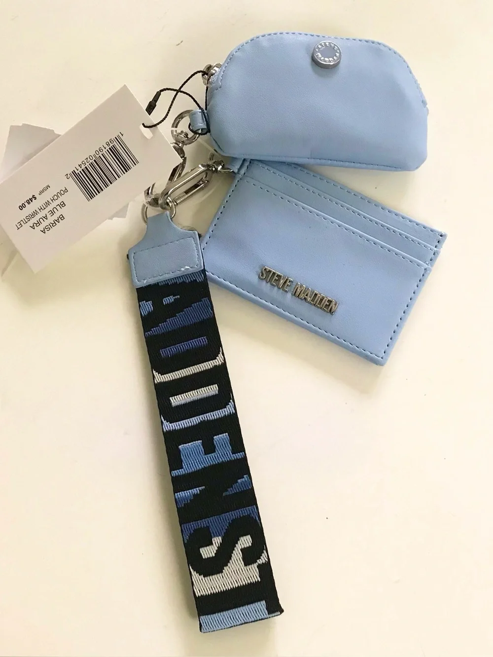 Steve Madden Barisa Blue Aura Cardholder, Coin Pouch and Wristlet Set, NWT